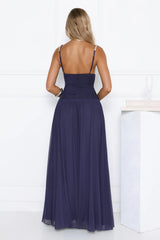 Evening Refinement Mesh Maxi Dress Navy